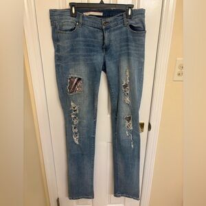 Vintage Distressed Straight Leg Jeans with Distressed Details